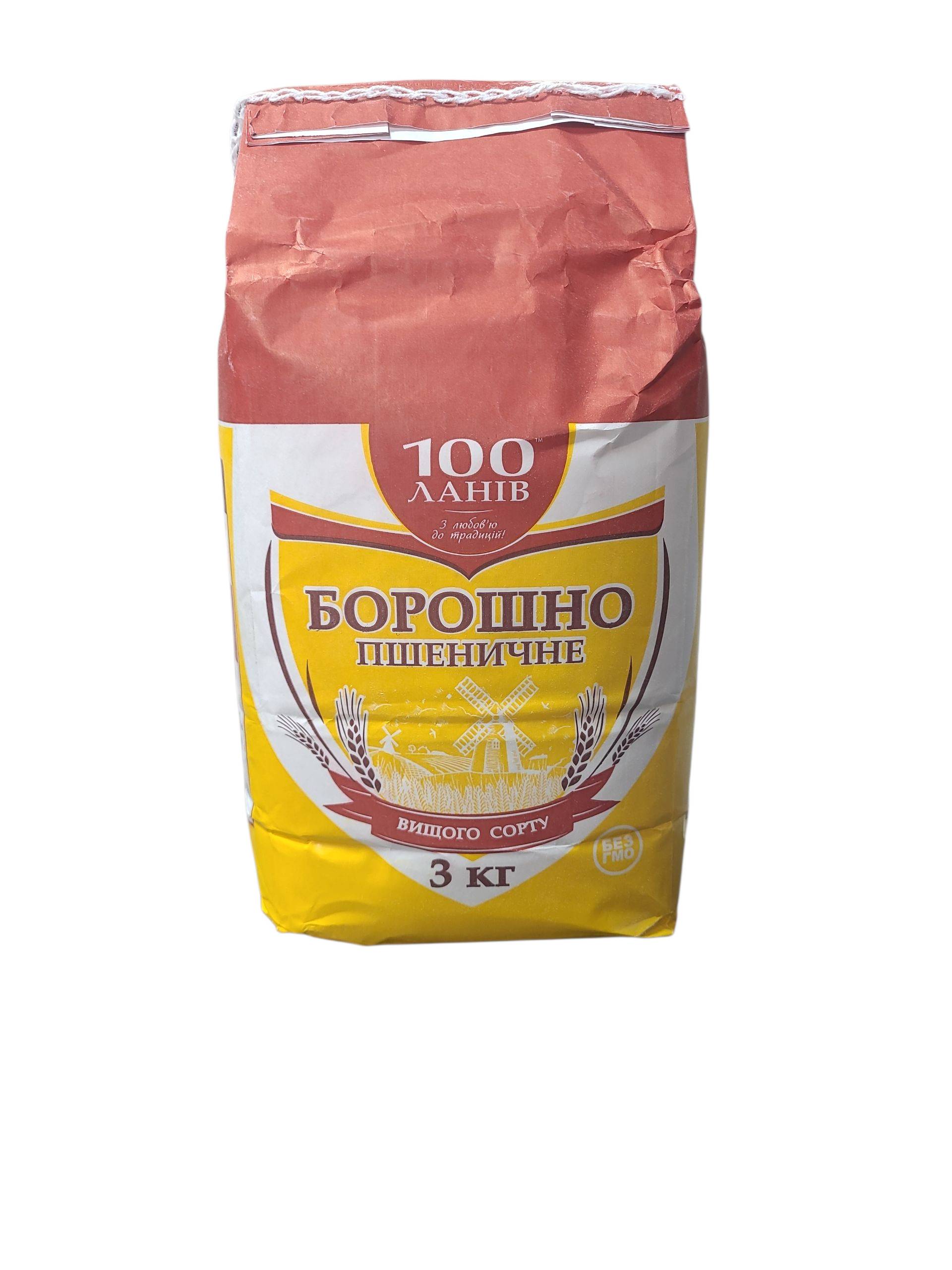 Борошно пшеничне 100 Ланів вищий сорт 3 кг